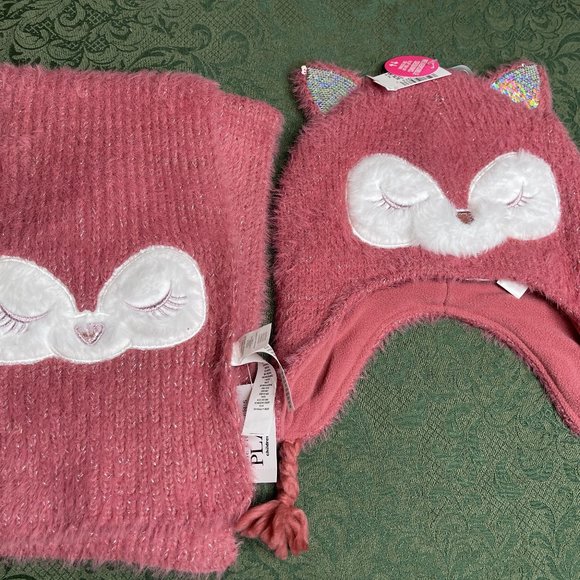 NWT Fox deer owl scarf hat beanie 8 up winter cat